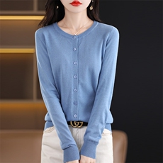 2023春秋100羊毛内搭基础针织衫薄款长袖开衫轻奢气质纯色外套，女装羊毛衫，片语羊绒