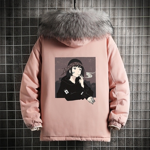 MM48122-P130 冬季大毛领棉衣男士大码加厚棉袄男棉服 网格图片