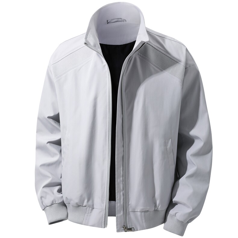 JK008立体白底春装拼接工装立领夹克聚酯纤维(M-5XL)TP35,男装夹克,电商A088