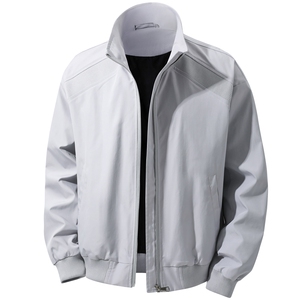 JK008立体白底 春装拼接工装立领夹克 聚酯纤维(M-5XL)TP35图片