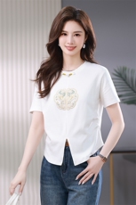2024夏季新款个性下摆短袖T恤，女装T恤，小林双子