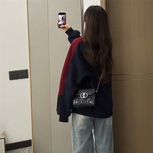 抖音得物高品质美式高街重磅结构织带拼接撞色立领卫衣外套CM41