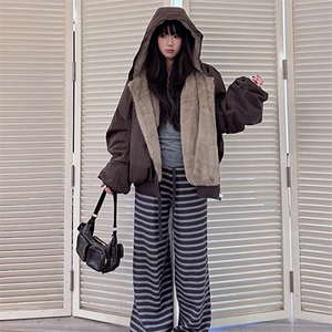 两面穿现货重磅短款座山雕棉衣男女双面穿毛毛绒棉服加厚外套图片