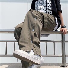 夏季日系排扣工装裤男宽松阔腿裤潮牌ins高街直筒长裤K3370-P35，男装休闲裤，星座512-2