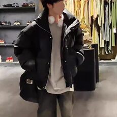 美式复古短款pu皮棉服男冬季棉衣防寒面包服外套MY258直播，男装棉衣，星座1904A-1