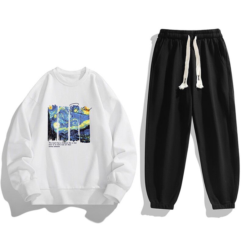 2025秋装新款现货主推青少年大码潮流男士印花卫衣套装TZ8212-P28，男装休闲套装，星座1816-2（原1210–2）