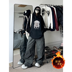 抖音得物供货提供视频秋冬重磅美式宽松织带连帽卫衣0436，男装卫衣，电商A486