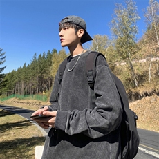 WY708-P36美式复古水洗做旧长袖纯色卫衣，男装卫衣，星座1501-1