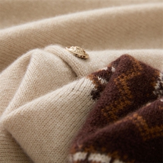 2025秋冬新款羊绒衫女100%纯山羊绒圆领厚款提花外套百搭保暖开衫，女装羊绒衫，昭美纯山羊绒