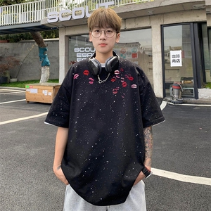 量大优供抖音视频 支持得物配合二开美式满天星亮片短袖T恤MTX516图片