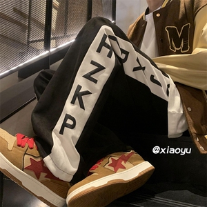 XZ616 秋冬季新款麂皮绒发泡字母休闲拖地裤 TY420 P55控68图片