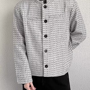 立领西装单排扣西服千鸟格小香风中山装外套有垫肩JK0183 P55图片