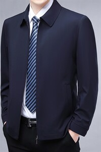 夹克2023年新款商务休闲中年男士立领春秋季时尚潮流外套男装上衣图片