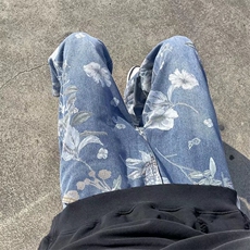 美式街头印花牛仔裤男潮牌vibe风宽松设计感阔腿裤子20400-p55，男装牛仔裤，星座1008