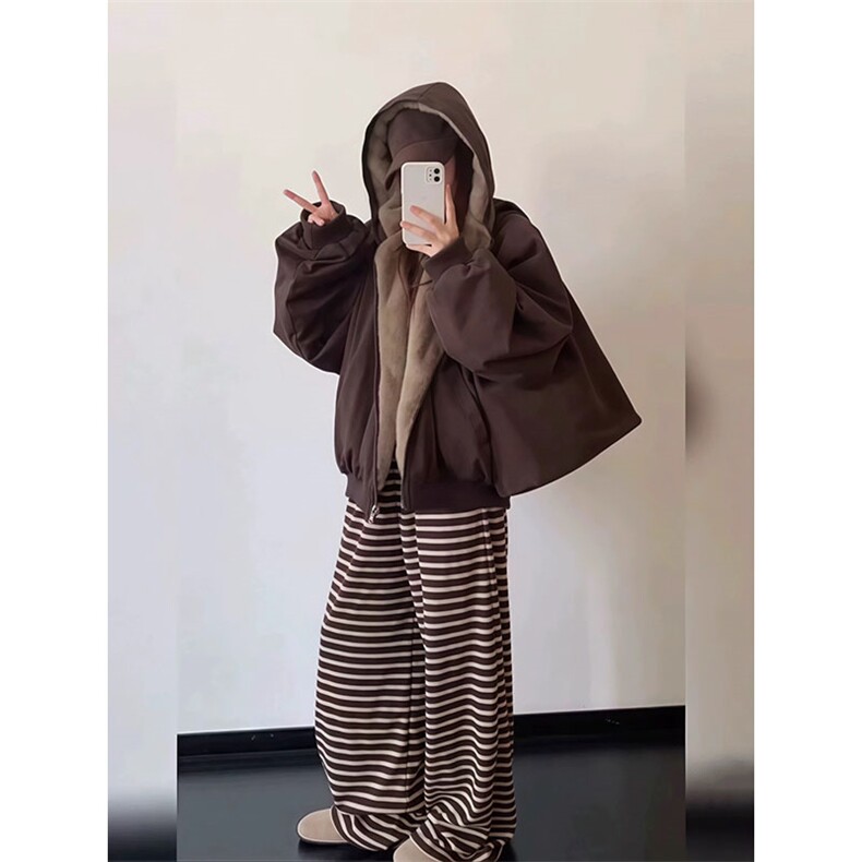 两面穿现货重磅短款座山雕棉衣男女双面穿毛毛绒棉服加厚外套,男装棉衣,电商A486-1