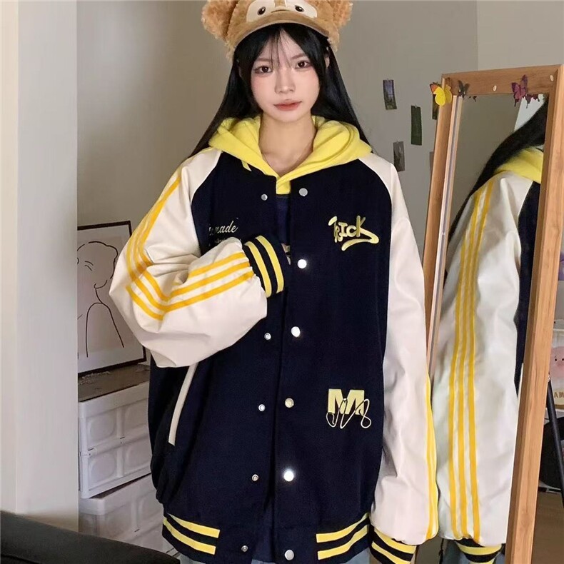 拼接刺绣字母棒球服春秋季新款宽松韩版学生百搭外套JK883,女装短外套,星座516A