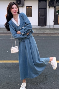 法式蕾丝花边拼接牛仔套装裙女2025春季新款气质温柔风百搭两件套图片
