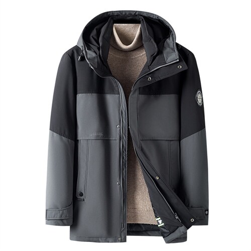 男装上衣厚款保暖连帽羽绒服中长款男士外套休闲冬季ZG2918-P360图片