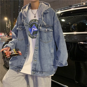 夹克连帽牛仔外套ins潮牌男春秋韩版潮流痞帅衣服秋季 W1251-P65图片