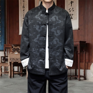 男士外套麂皮绒印花夹克盘扣立领唐装风 XZ1512-2508-P85图片