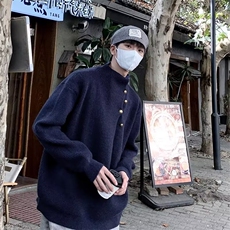 冬季侧扣高级感复古高领纽扣设计针织毛衣潮流百搭潮MZ747-P59，男装针织衫/毛衣，星座412-2