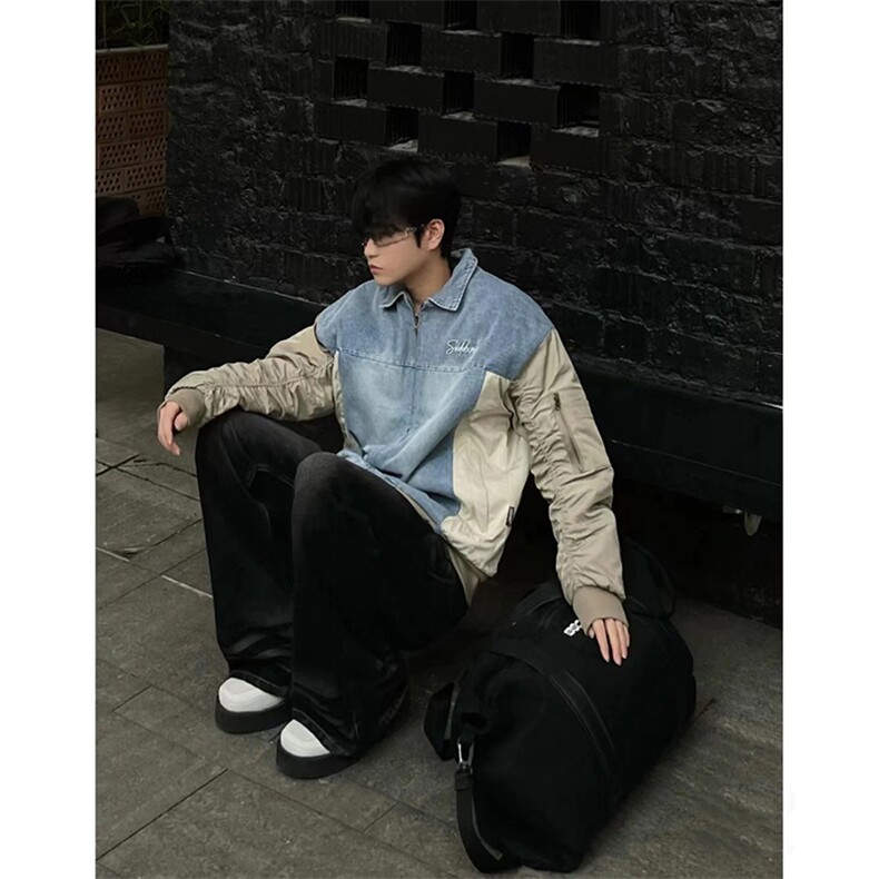 美式ins高街hiphop重工艺水洗暗黑微喇牛仔裤货号K2401P60,男装牛仔裤,电商A063
