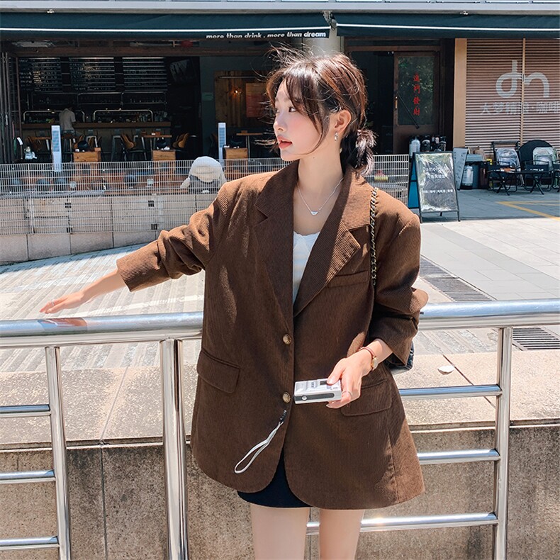 现货新款美拉德高级感灯芯绒休闲西装外套2952P155K228,女装西装,2C029