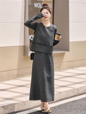 背心半身裙套装女秋季2025超火穿搭一整套气质减龄无袖上衣两件套，女装套装/套裙，浙宝029