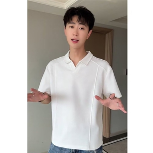 美式复古短袖t恤男女夏季新款潮牌宽松休闲百搭翻领polo衫上衣图片