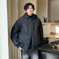 秋冬纯色连帽休闲百搭男大高定加厚棉服外套A071-999-P125，男装棉衣，电商A071