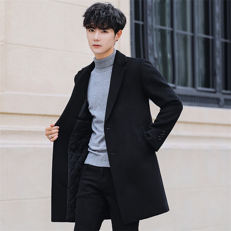 2026年秋冬季新款毛呢大衣男韩版修身羊毛呢男士休闲潮27008-P98，男装毛呢大衣，电商A355（原A415）