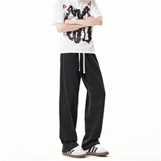 K10033-P35潮牌卫裤男2025新款百搭褶皱宽松直筒休闲长裤，男装休闲裤，电商A178
