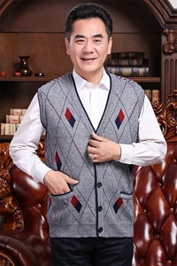 2024秋冬新款中老年男款菱形衫背心马甲图片