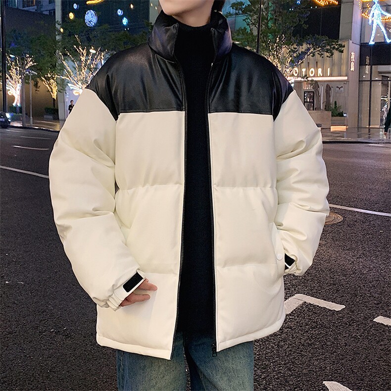 港风潮牌新款亮皮防水立领棉服潮流保暖棉衣M083-P100控139,男装棉衣,星座717