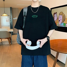 2025春夏新款300克双纱刺绣纯棉短袖T恤A158-T2537-P28特价，男装T恤，电商A158