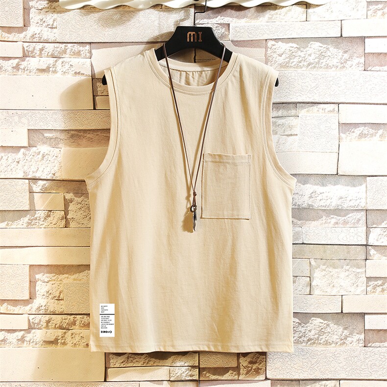 BX27045-P25港风运动口袋背心男大码汗衫男无袖T恤男,男装背心/马甲,电商A040A