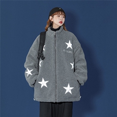 1中性羊羔毛加棉加厚棉衣男潮反光星夹克外套男YG7516P125控158，女装棉衣/棉服，星座226-2