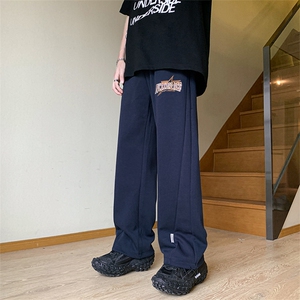 新款宽松休闲裤男韩版潮流百搭裤子坠感阔腿拖地长裤K0839-P38图片