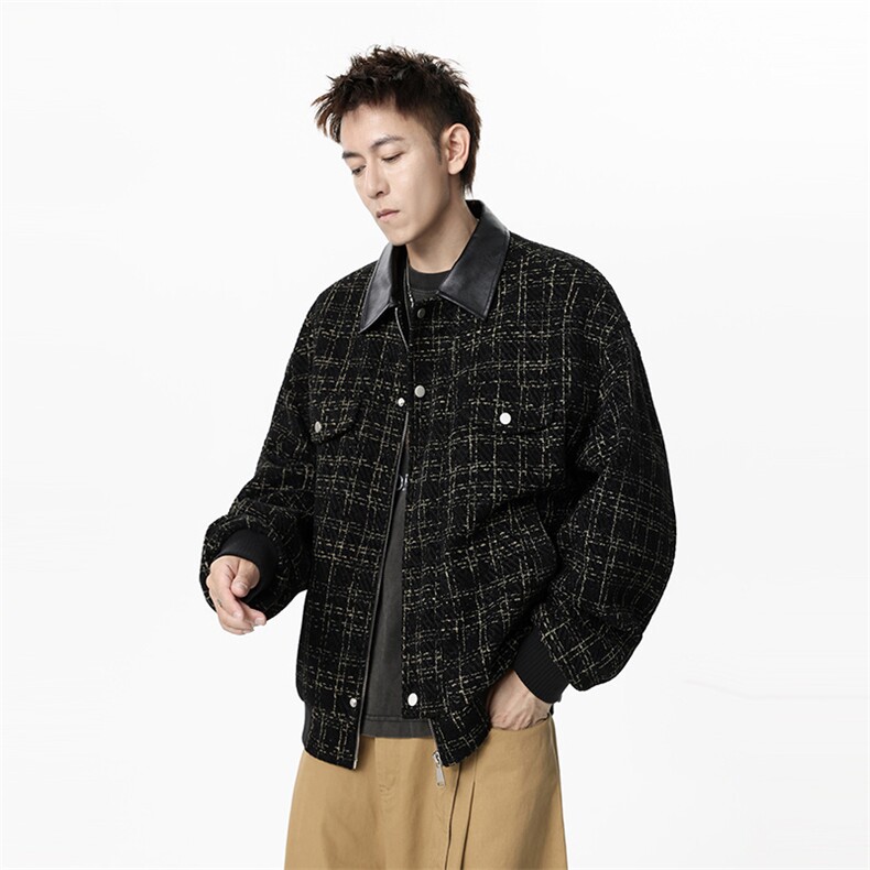JK2607-P85M-8XL秋季新款美式复古巴恩风千鸟格夹克外套控158,男装夹克,星座109
