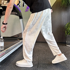风夏季新款冰丝提花休闲裤子速干长裤社会小伙店主风2261-P58，男装休闲裤，星座313B-2(原星座309A-2)