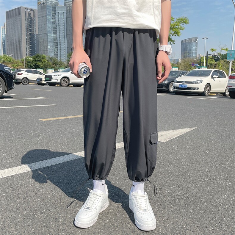 @夏季冰丝裤男士薄款清爽休闲裤宽松直筒简约百搭九分裤K2051P35,男装休闲裤,电商B220