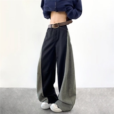 2025新款双拼色休闲裤宽松小众设计感弯刀西裤街头现货K8238-P55，男装休闲裤，星座512-3