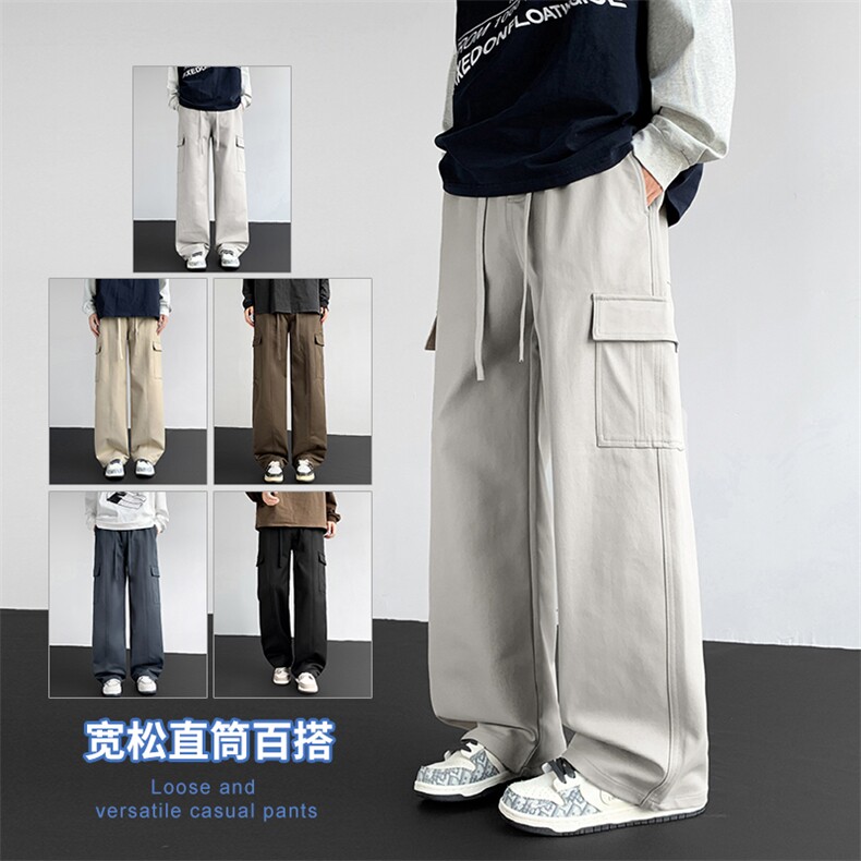 2025秋冬新款休闲男裤厚款直筒宽松松紧腰橡筋工装裤子潮3362-P43图片
