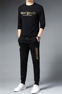 春秋季男士长袖t恤男中青年商务休闲运动套装新款男装两件套潮图片