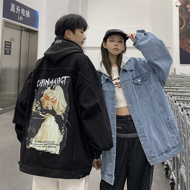 秋冬季港风情侣大码连帽印花夹克外套帽子可拆卸JK730-P88118,男装夹克,星座912-1（原星座914-5）