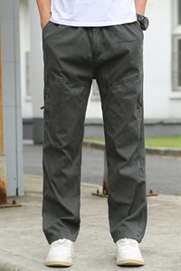 L-6XL春装男工装裤休闲长裤松紧宽松直筒多袋裤子加大码8012款图片