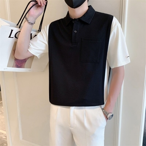 2025夏季新款社会小伙假两件polo衫男短袖T恤TX04P68控98