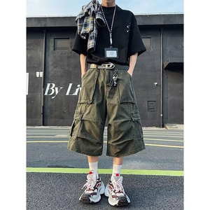 休闲七分裤短裤男款夏季美式高街多口袋痞帅休闲阔腿裤子1055 P55图片