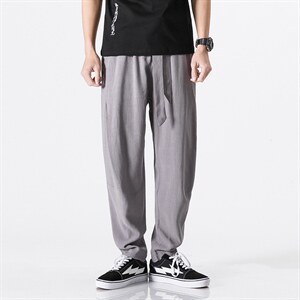 22夏季大码风棉麻裤宽松休闲直筒哈伦裤日系亚麻薄款K25/P55,男装休闲裤,钱塘713