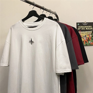 可拆卸四芒星装饰多色短袖T恤男DT77783P16块特价：供抖音视频图片